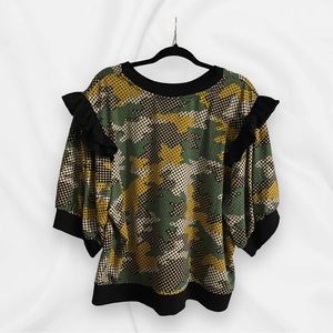 Camo Ruffle Blouse
